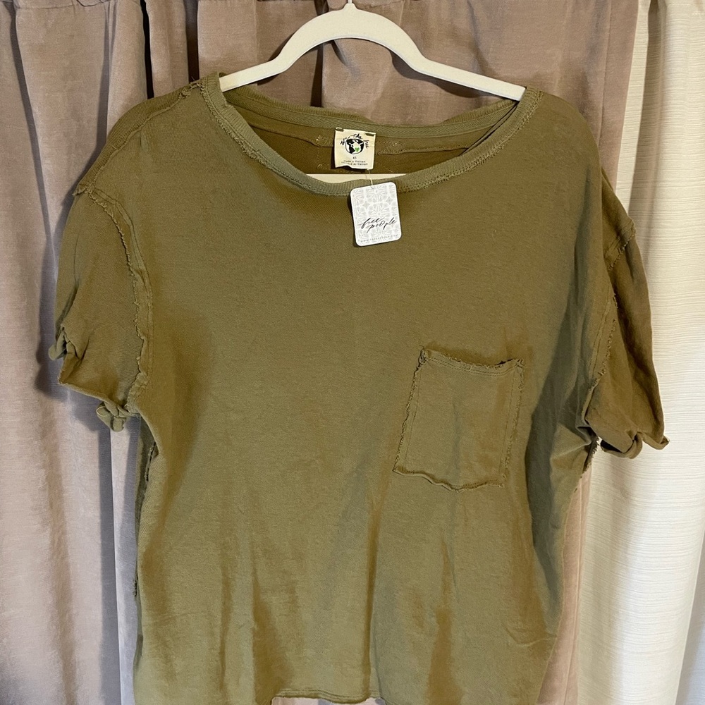 FREE PEOPLE: Green Relaxed T-Shirt